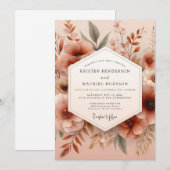 Clay Muted Botanical Wedding Einladung (Vorne/Hinten)