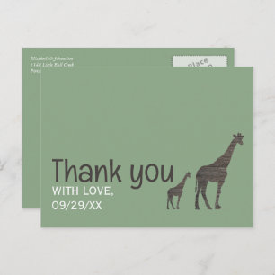 Clay Safari Giraffe, Rustic Wedding Danke Postkarte