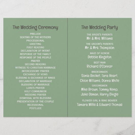 Clay Safari Giraffe, Rustic Wedding Program (Rückseite)