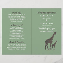 Clay Safari Giraffe, Rustic Wedding Program