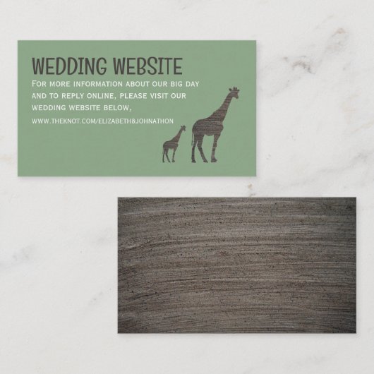 Clay Safari Giraffe, Rustic Wedding Website Begleitkarte (Vorne/Hinten)