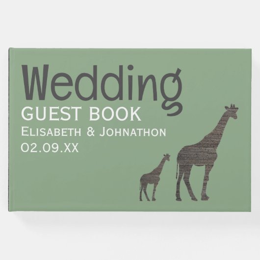 Clay Safari Giraffe, Rustikale Hochzeit Gästebuch (Vorderseite)