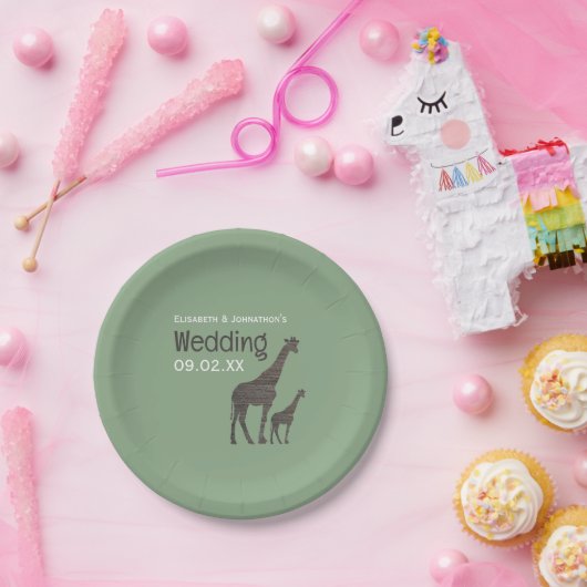 Clay Safari Giraffe, Rustikale Hochzeit Pappteller (Party)