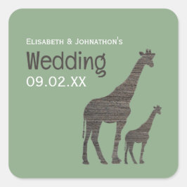 Clay Safari Giraffe, Rustikale Hochzeit Quadratischer Aufkleber