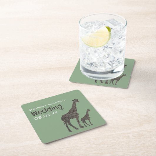 Clay Safari Giraffe, Rustikale Hochzeit Rechteckiger Pappuntersetzer (Vor Ort)