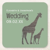 Clay Safari Giraffe, Rustikale Hochzeit Rechteckiger Pappuntersetzer (Vorderseite)