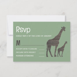 Clay Safari Giraffe, Rustikale Hochzeit RSVP Karte