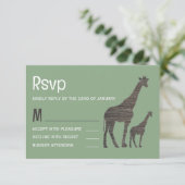 Clay Safari Giraffe, Rustikale Hochzeit RSVP Karte (Stehend Vorderseite)