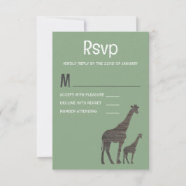 Clay Safari Giraffe, Rustikale Hochzeit RSVP Karte