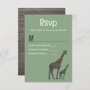 Clay Safari Giraffe, Rustikale Hochzeit RSVP Karte
