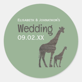 Clay Safari Giraffe, Rustikale Hochzeit Runder Aufkleber
