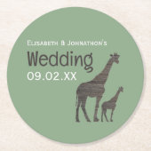 Clay Safari Giraffe, Rustikale Hochzeit Runder Pappuntersetzer (Vorderseite)