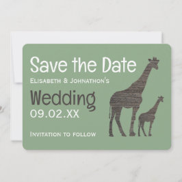 Clay Safari Giraffe, Rustikale Hochzeit Save The Date