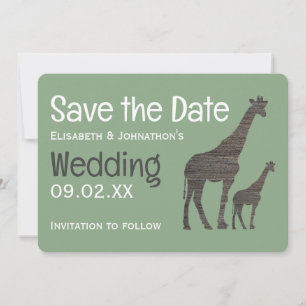 Clay Safari Giraffe, Rustikale Hochzeit Save The Date