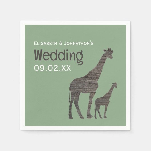 Clay Safari Giraffe, Rustikale Hochzeit Serviette (Vorderseite)