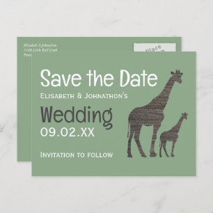 Clay Safari Giraffe, Rustikale Hochzeit Speichern Postkarte