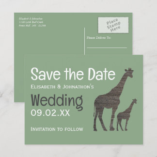 Clay Safari Giraffe, Rustikale Hochzeit Speichern Postkarte