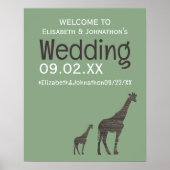 Clay Safari Giraffe, Rustikale Hochzeit Willkommen Poster (Vorne)