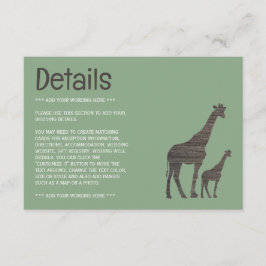 Clay Safari Giraffe, rustikale Hochzeitdetails Begleitkarte