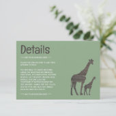 Clay Safari Giraffe, rustikale Hochzeitdetails Begleitkarte (Stehend Vorderseite)