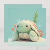 Clay Sea Turtle in Underwater Coral Reef Postcard (Vorne/Hinten)