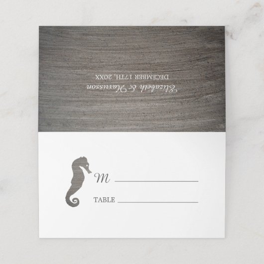 Clay Seepferd Beach Wedding Platzkarte (Außenseite Aufgefaltet)