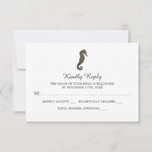 Clay Seepferd Beach Wedding RSVP Karte
