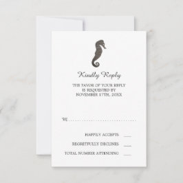 Clay Seepferd Beach Wedding RSVP Karte