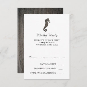 Clay Seepferd Beach Wedding RSVP Karte