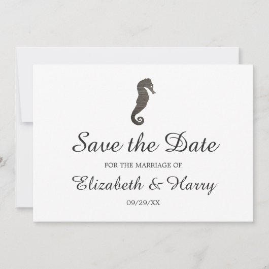 Clay Seepferd Beach Wedding Save The Date (Vorderseite)