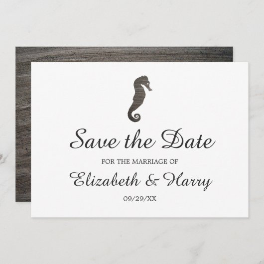 Clay Seepferd Beach Wedding Save The Date (Vorne/Hinten)