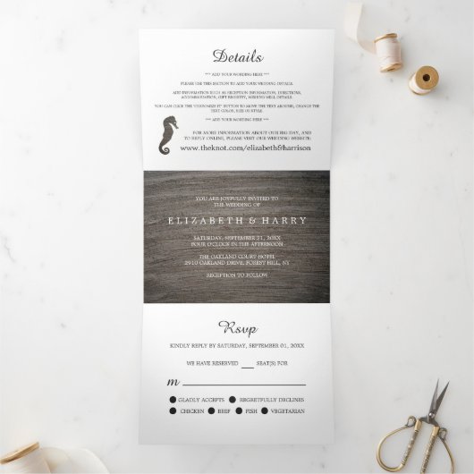 Clay Seepferd Wedding Suite Dreifach Gefaltete Einladung (Innenseite)