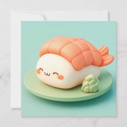 Clay Shrimp Nigiri Sushi with Wasabi Postcard (Vorderseite)