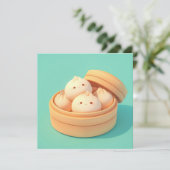Clay Steamed Dumplings in Bamboo Steamer Postcard (Stehend Vorderseite)