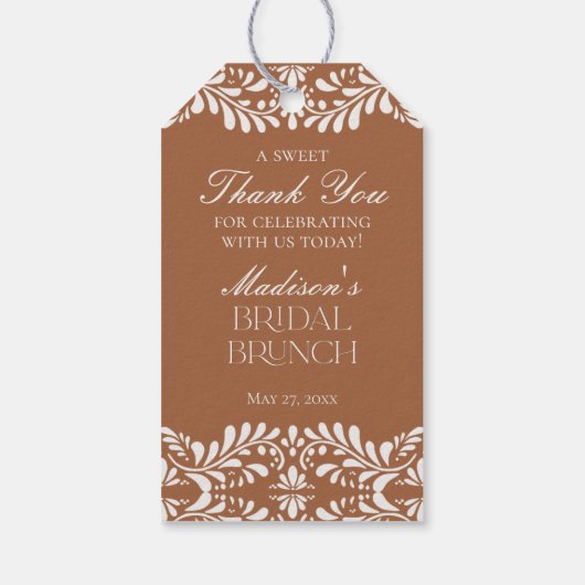 Clay Talavera Tile Fiesta Bridal Brunch Gevor Geschenkanhänger (Rückseite)