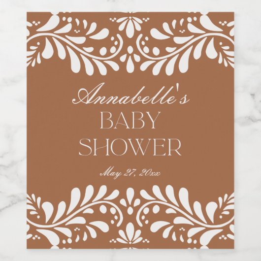 Clay Talavera Tile Spanische Fiesta Babydusche Weinetikett (Einzelnes Label)