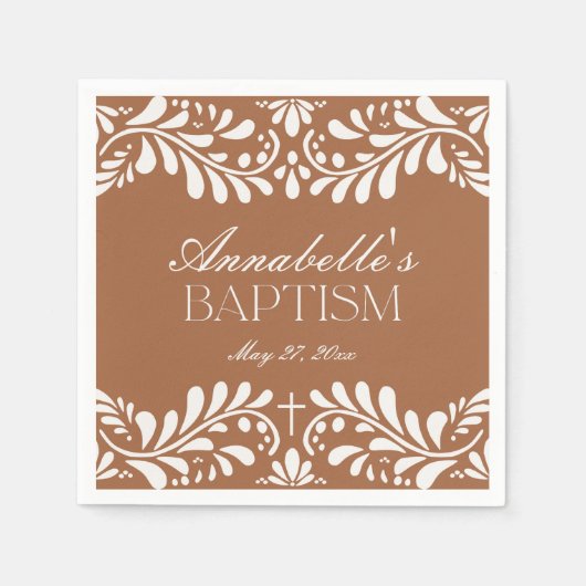 Clay Talavera Tile Spanische Fiesta Taufe Serviette (Vorderseite)