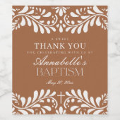 Clay Talavera Tile Spanische Fiesta Taufe Weinetikett (Einzelnes Label)