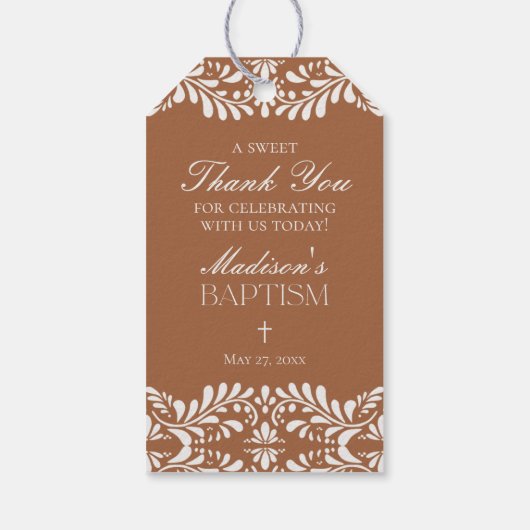 Clay Talavera Tile Spanische Fiesta Taufen Favorit Geschenkanhänger (Rückseite)