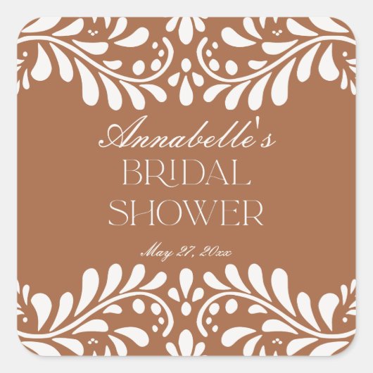 Clay Talavera Tile Spanish Fiesta Brautparty Quadratischer Aufkleber (Vorderseite)