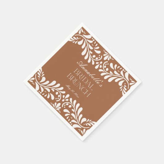 Clay Talavera Tile Spanish Fiesta Bridal Brunch Serviette (Ecke)