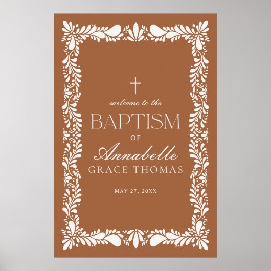 Clay Talavera Tile Spanish Fiesta Taufe Willkommen Poster (Vorne)