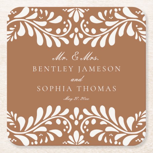 Clay Talavera Tile Spanish Style Fiesta Wedding Rechteckiger Pappuntersetzer (Vorderseite)