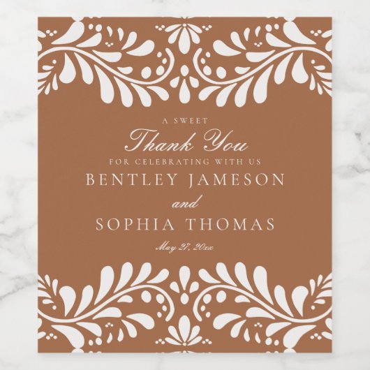 Clay Talavera Tile Spanish Style Fiesta Wedding Weinetikett (Einzelnes Label)