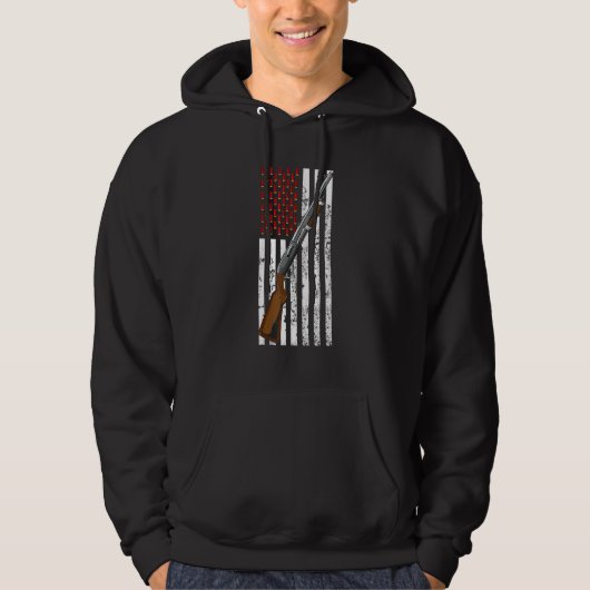 Clay Target Shooting Usa Shotgun Flag Shotgun Cart Hoodie (Vorderseite)