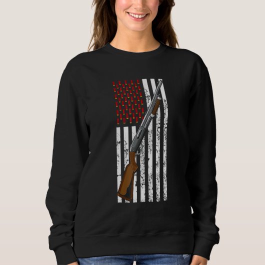 Clay Target Shooting Usa Shotgun Flag Shotgun Cart Sweatshirt (Vorderseite)