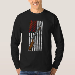 Clay Target Shooting Usa Shotgun Flag Shotgun Cart T-Shirt