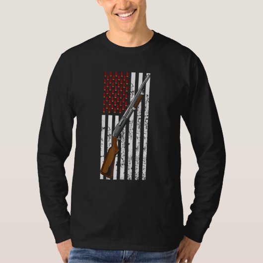 Clay Target Shooting Usa Shotgun Flag Shotgun Cart T-Shirt (Vorderseite)