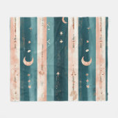 Clay & Teal Stammesmotive Sterne und Mondstreifen Fleecedecke (Vorderseite (Horizontal))
