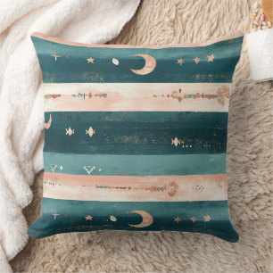 Clay & Teal Stammesmotive Sterne und Mondstreifen Kissen